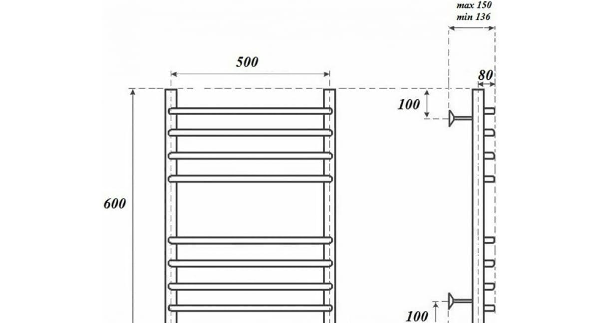 Полотенцесушитель водяной - Point, Нептун, 15x50x60 см, PN09156S