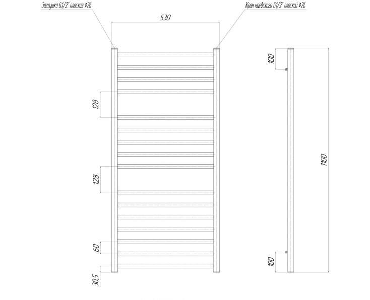 Полотенцесушитель водяной - Lemark, Unit, 7x50x110 см, LM45116BL