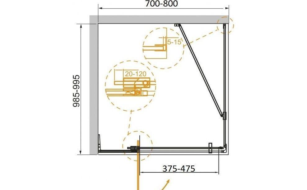 Душевой уголок - Cezares, Slider, 100x70x195 см, SLIDER-AH-1-100-70/80-BR-Cr