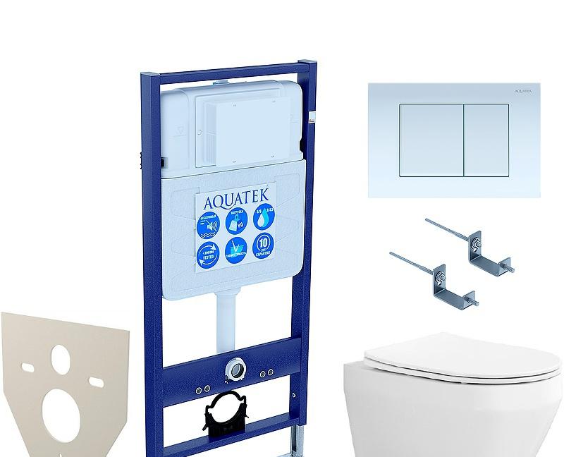 Aquatek Лея, Унитаз подвесной с инсталляцией и кнопкой, SET AQUATEK ЛЕЯ-009 4в1