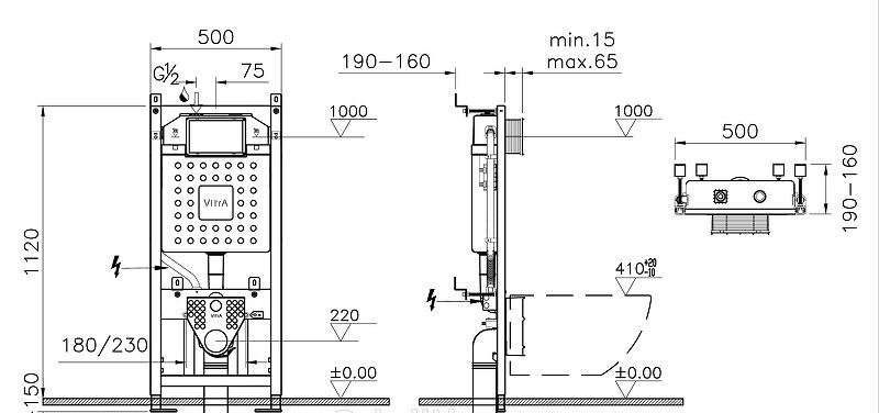 Инсталляция для унитаза - Vitra, без коллекции, 19x50x112 см, 762-5800-01