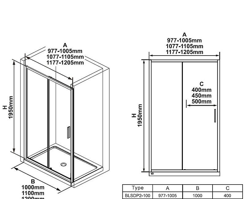 Душевая дверь - Ravak, Blix Slim, 120x195 см, X0PMG0300Z1