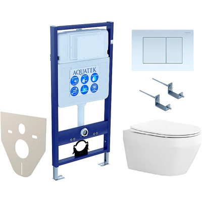Aquatek Лея, Унитаз подвесной с инсталляцией и кнопкой, SET AQUATEK ЛЕЯ-009 4в1