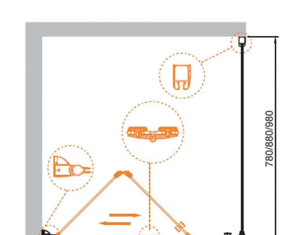 Душевой уголок - Cezares, Elena, 100x90x195 см, ELENA-ASH-2-100/90-P-Cr-R / ELENA-W-ASH-2-100/90-P-Cr-R