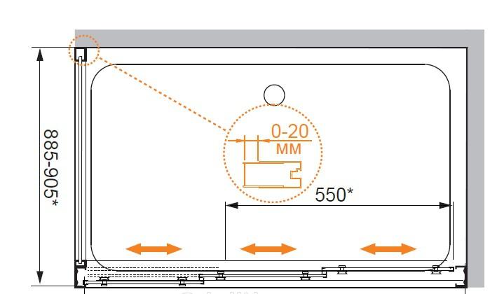 Душевой уголок - Cezares, Family-M, 90x100x195 см, FAMILY-D-AH-3-90/100-C-Cr-M / FAMILY-AH-3-90/100-C-Cr-M
