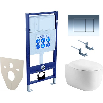 Aquatek Альтаир, Унитаз подвесной с инсталляцией и кнопкой, SET AQUATEK АЛЬТАИР cm-010 4в1