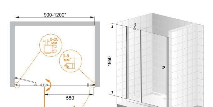 Душевая дверь - Cezares, Elena, 100x195 см, ELENA-B-12-100-P-Cr-R / ELENA-W-B-12-100-P-Cr-R