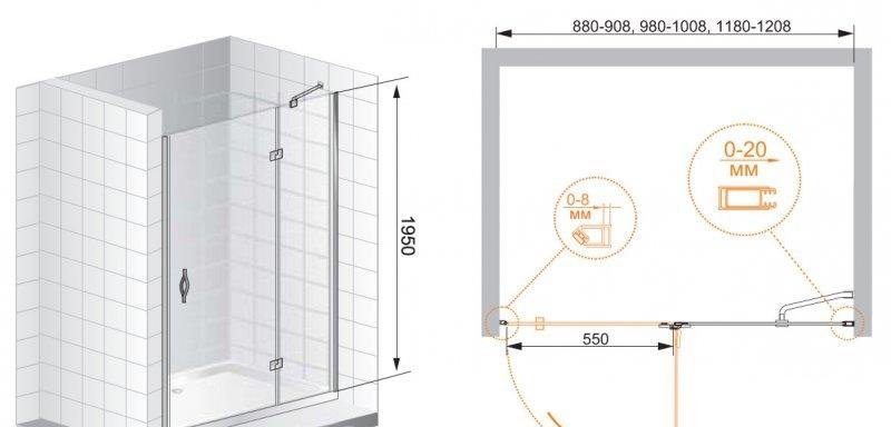 Душевая дверь - Cezares, Bergamo, 120x195 см, BERGAMO-B-12-120-P-Cr-R-IV