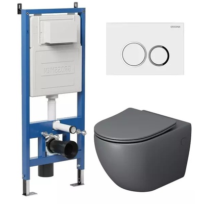 Grossman без коллекции, Унитаз подвесной с инсталляцией и кнопкой, 97.4411GMS.01.000