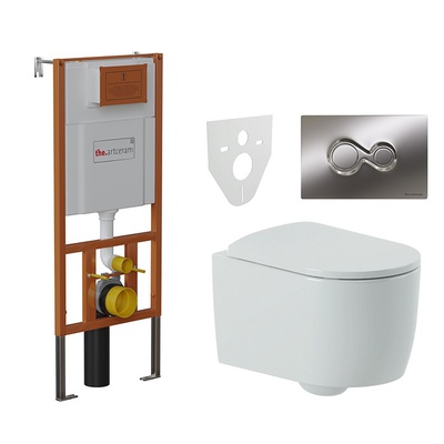 ArtCeram Monet, Унитаз подвесной с инсталляцией и кнопкой, ARTCERAM Monet Комплект 6в1