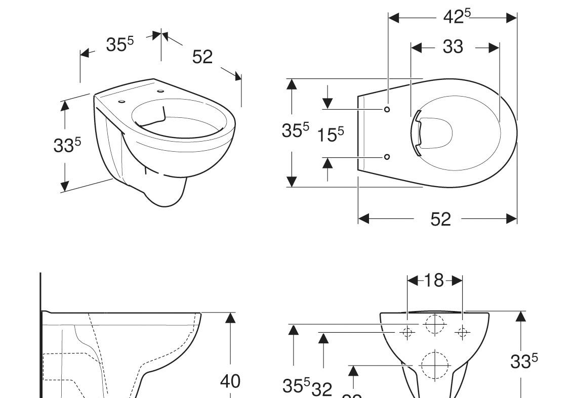 Geberit Delta, Унитаз подвесной с инсталляцией и кнопкой, 458.122.NE.1