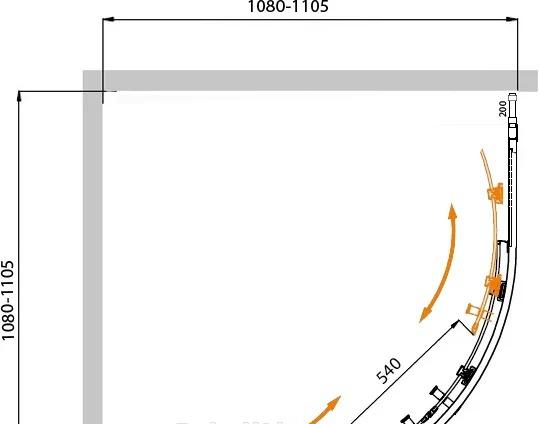 Душевой уголок - Cezares, Molveno, 110x110x195 см, R-22-90+20-P-Cr / MOLVENO-R-22-90+20-P-Cr
