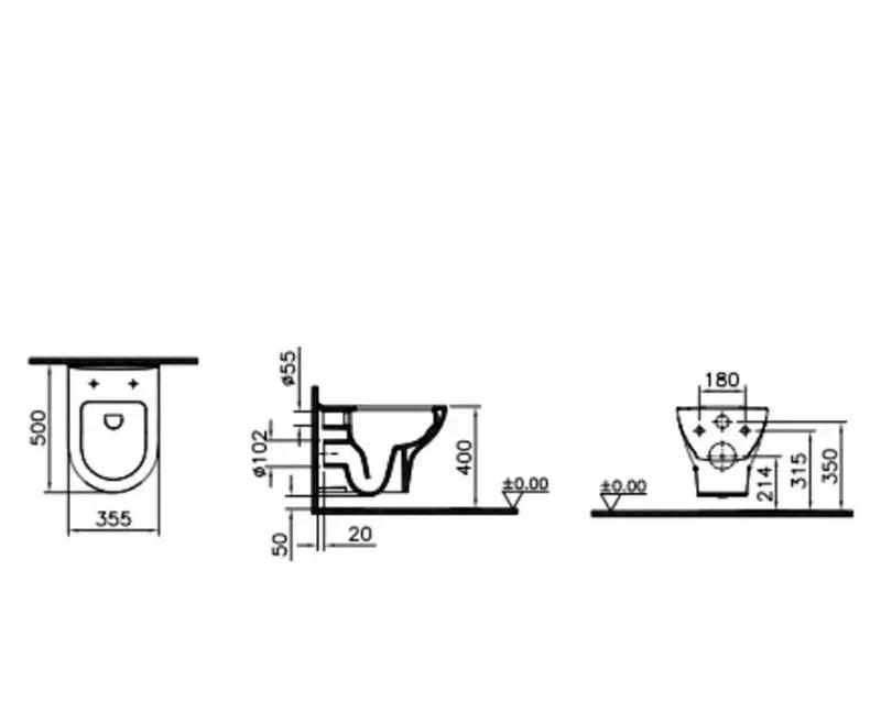 Vitra Zentrum, Унитаз подвесной, 00330168 / 7786B003-0075