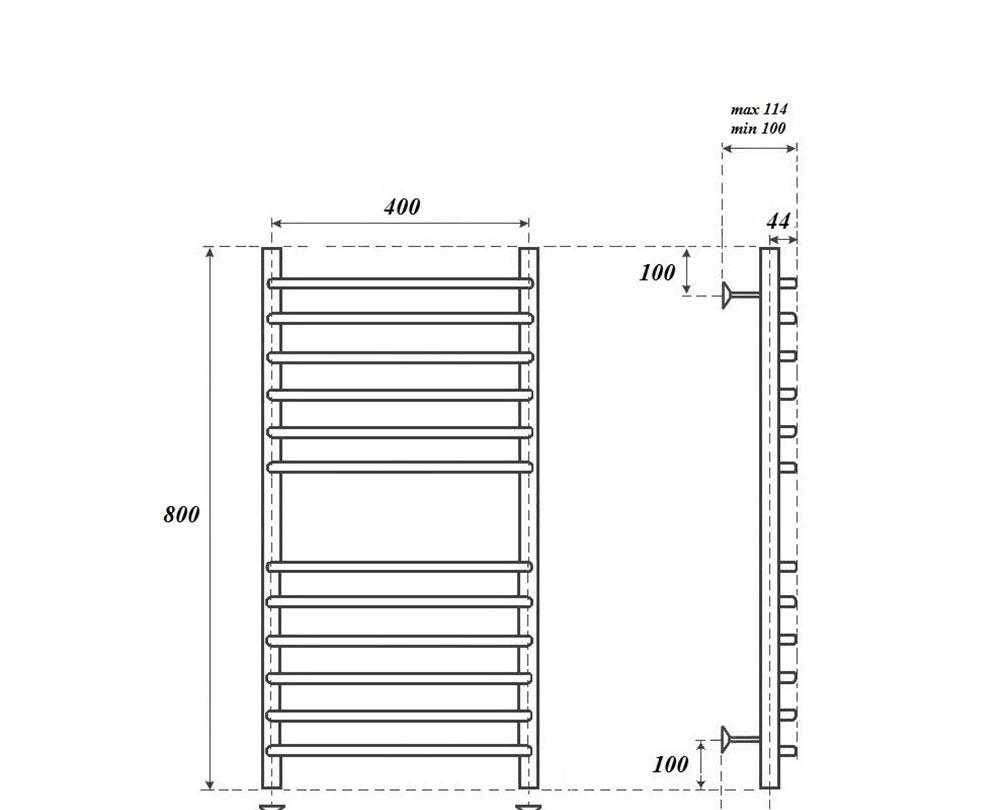 Полотенцесушитель водяной - Point, Альфа, 11.4x50x80 см, PN05158S