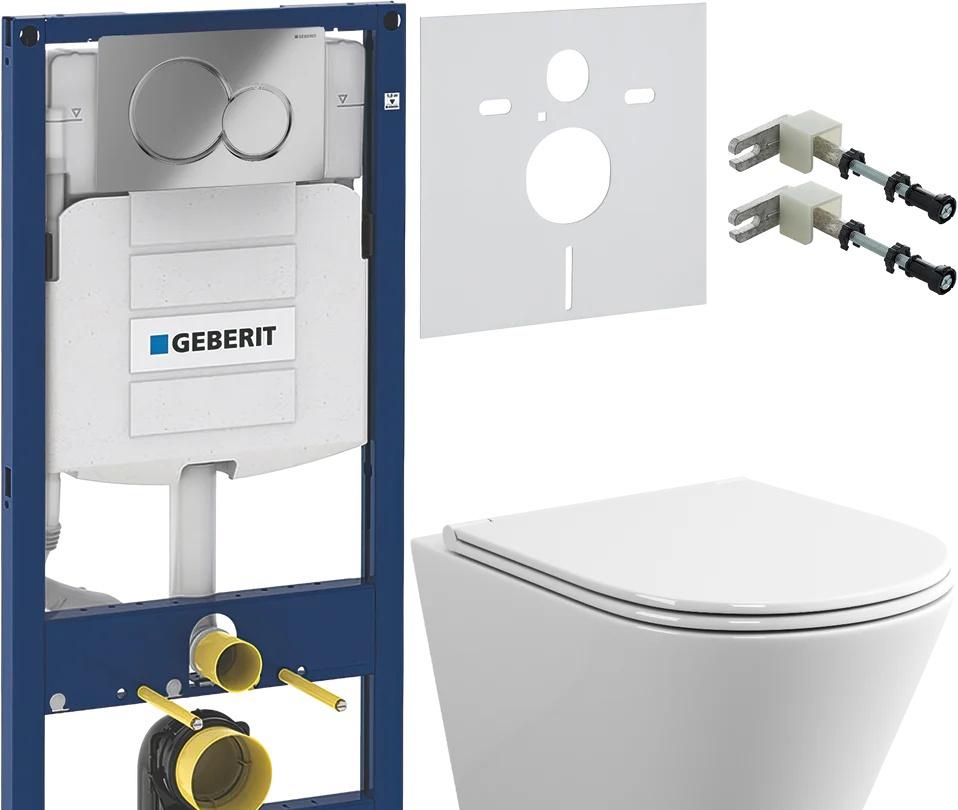 Geberit без коллекции, Унитаз подвесной с инсталляцией и кнопкой, PN48358SB