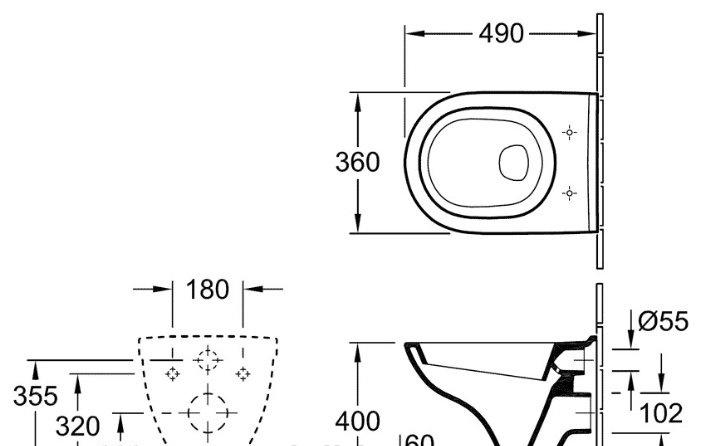Villeroy&Boch O.Novo, Унитаз подвесной, 5688HR01 / 00198121