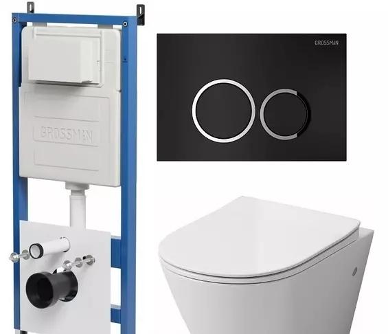Grossman без коллекции, Унитаз подвесной с инсталляцией и кнопкой, 97.4411S.01.210