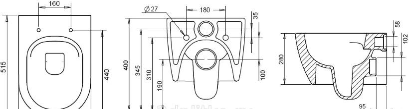 Geberit без коллекции, Унитаз подвесной с инсталляцией и кнопкой, PN48356G