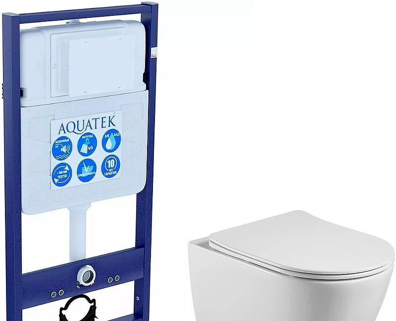Aquatek Бетта, Унитаз подвесной с инсталляцией и кнопкой, SET AQUATEK БЕТТА