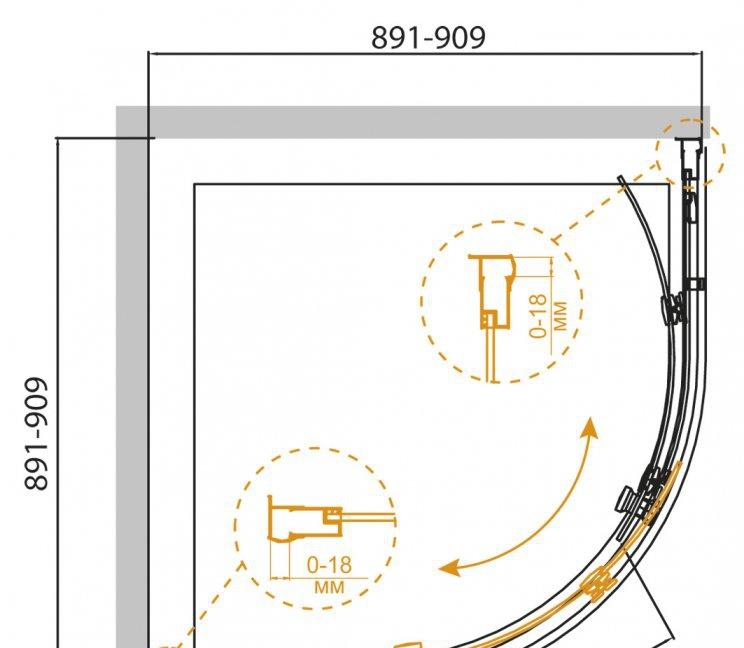 Душевой уголок - Cezares, Pratico, 90x90x185 см, PRATICO-R-1-90-C-Cr