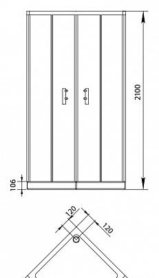Душевой уголок - Aquanet, Alfa Cube, 90x90x210 см, 00168416