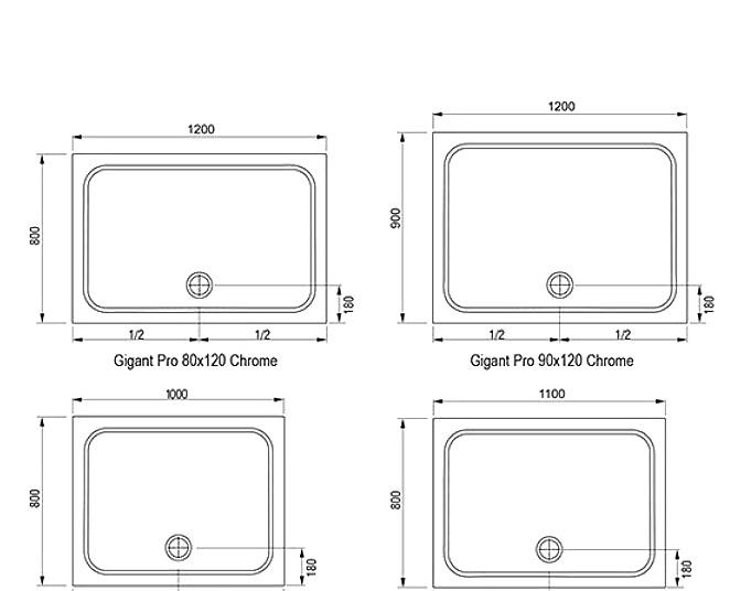 Душевой поддон - Ravak, Gigant Pro, 80x120x3 см, XA04G401010