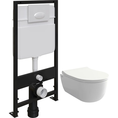 Bocchi V-Tondo, Унитаз подвесной с инсталляцией и кнопкой, BB084CH-TOR