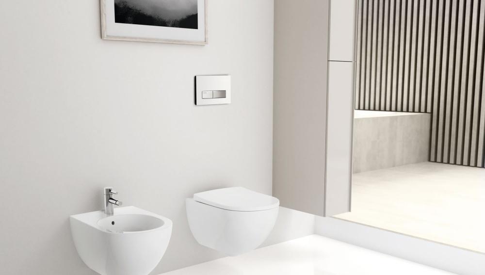 Geberit Acanto, Унитаз подвесной с инсталляцией и кнопкой, 500.301.KJ.A