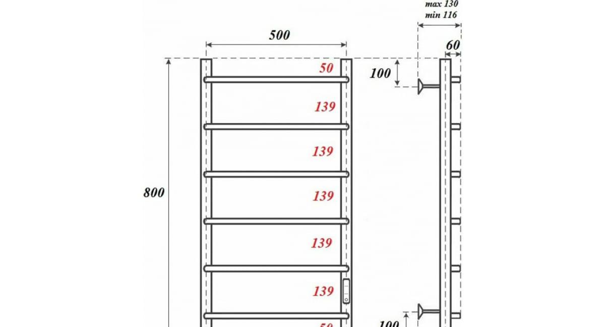 Полотенцесушитель электрический - Point, Виктория, 13x50x80 см, PN06858