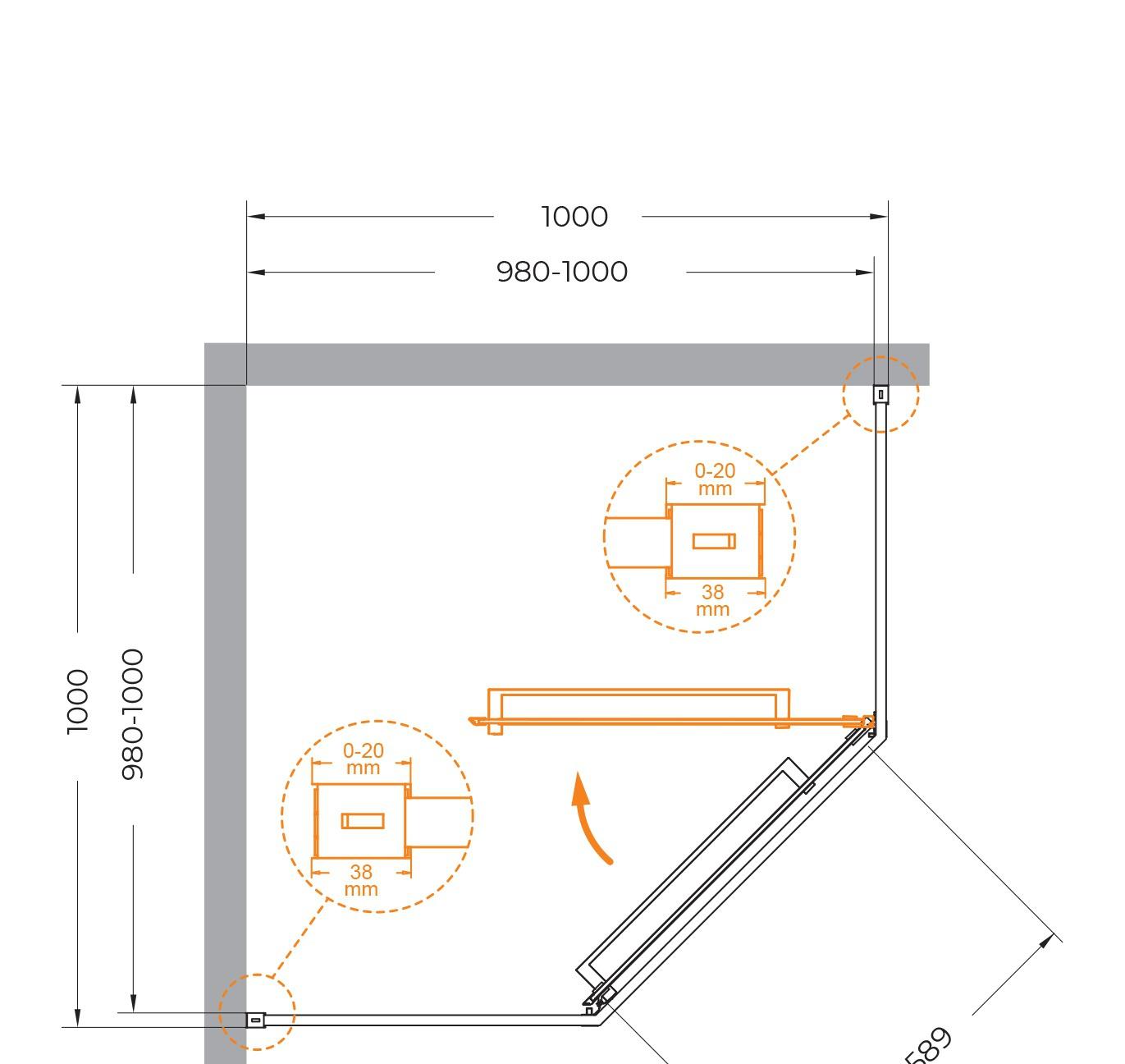 Душевой уголок - Cezares, Relax 304, 100x100x200 см, RELAX-304-P-1-100-C-GM