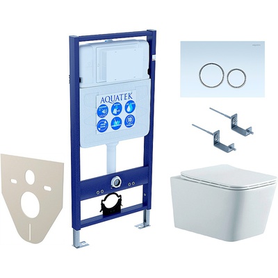 Aquatek Либра NEW, Унитаз подвесной с инсталляцией и кнопкой, SET EY AQUATEK ЛИБРА N KDI15