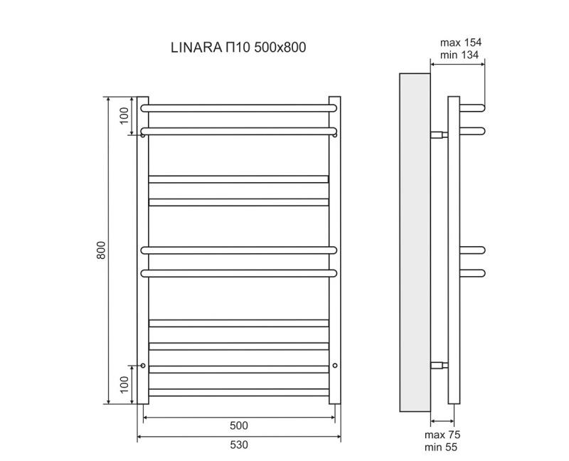 Полотенцесушитель водяной - Lemark, Linara, 7x53.2x80 см, LM04810