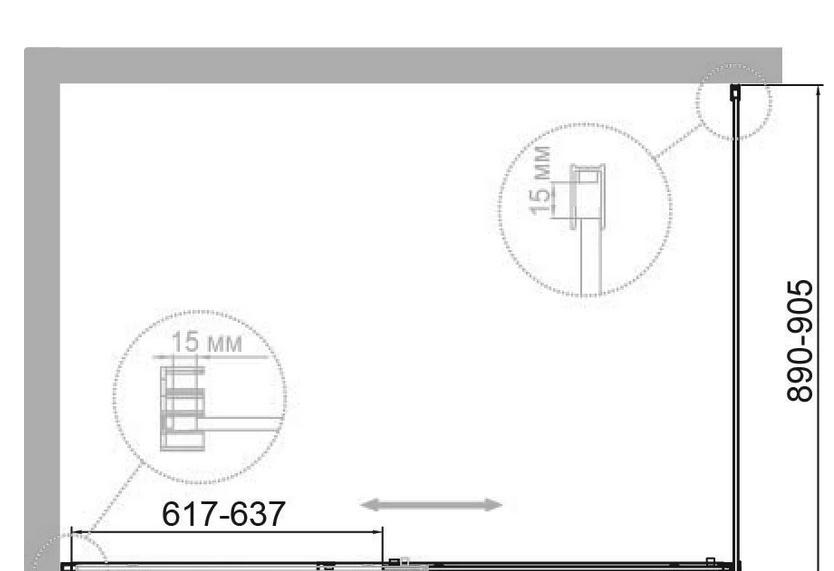 Душевой уголок - Cezares, Duet Soft-M, 90x150x195 см, DUET SOFT-M-AH-1-150/90-C-Cr