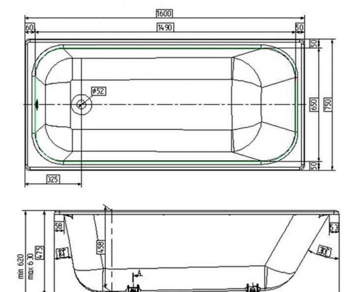 Wotte Start, Чугунная ванна, Start 1600x750