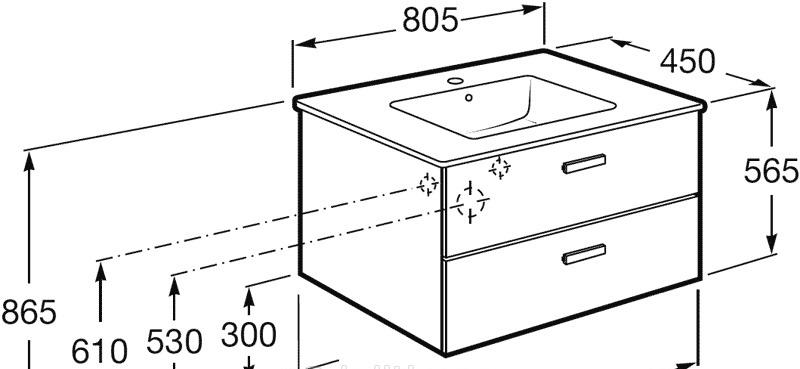 Roca Lago, Тумба с раковиной, 732799C000