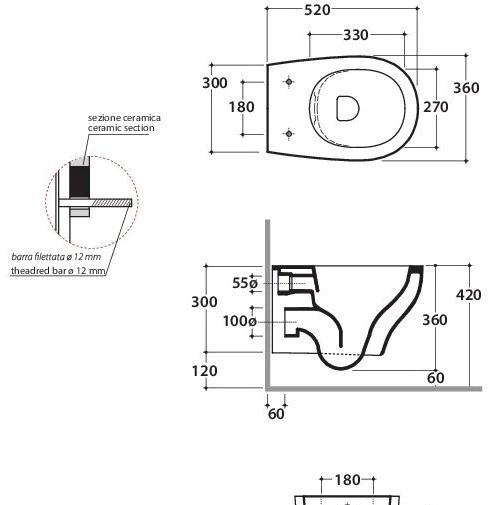 Globo Grace, Унитаз подвесной, GRS03.BI