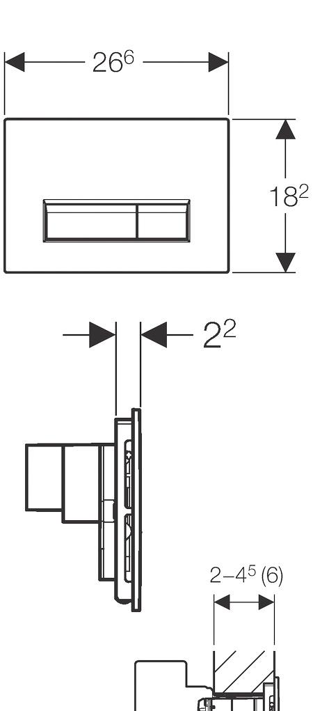 Кнопка смыва - Geberit, Sigma 40, 2.2x26.6x18.2 см, 115.600.SI.1