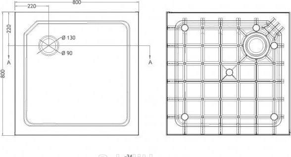 Душевой поддон - Cezares, Tray, 80x80x15 см, SMC-A-80-550-150-W / TRAY-SMC-A-80-550-150-W