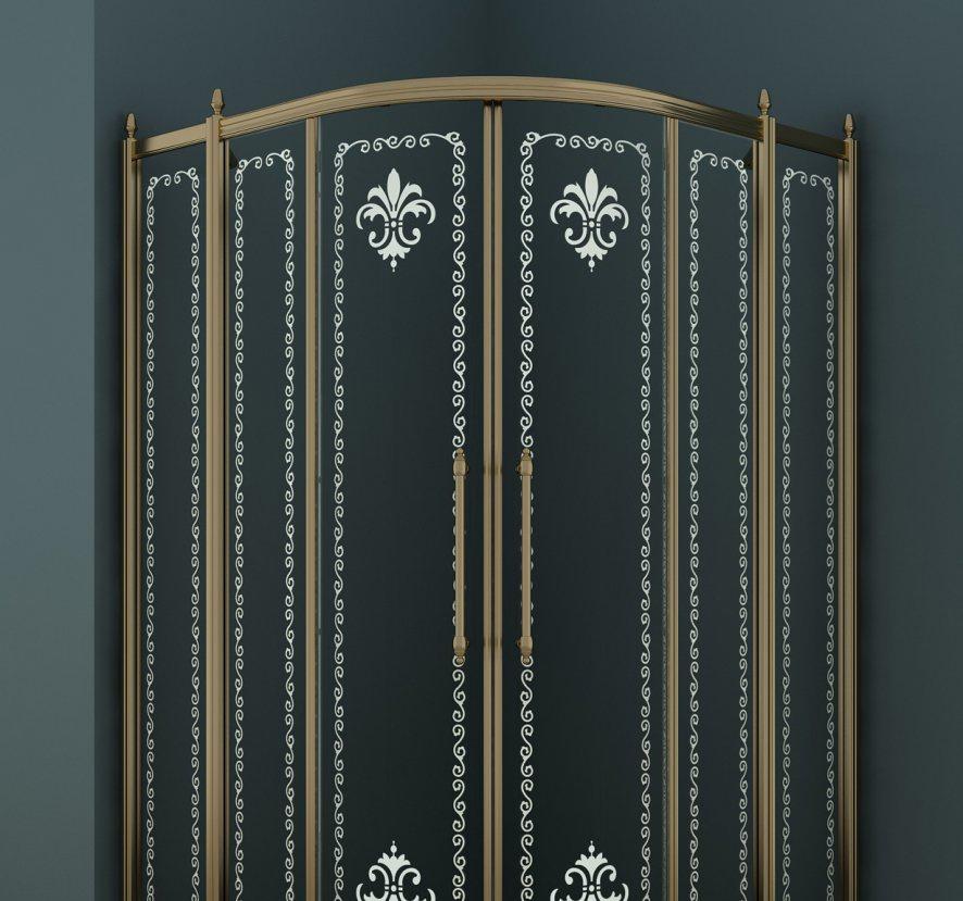 Душевой уголок - Cezares, Retro, 130x130x195 см, RETRO-A-R-22-130-SCORREVOLE-CP-Br / RETRO-R-22-130-SCORREVOLE-CP-Br