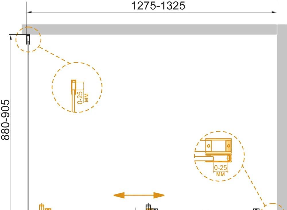 Душевой уголок - Cezares, Stylus, 90x130x195 см, STYLUS-SOFT-AH-1-130/90-C-Cr