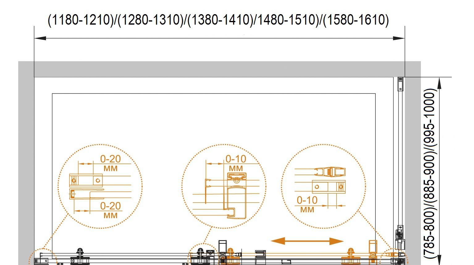 Душевой уголок - Cezares, Stylus-M, 130x100x195 см, STYLUS-O-M-AH-1-130/100-C-Cr / STYLUS-M-AH-1-130/100-C-Cr