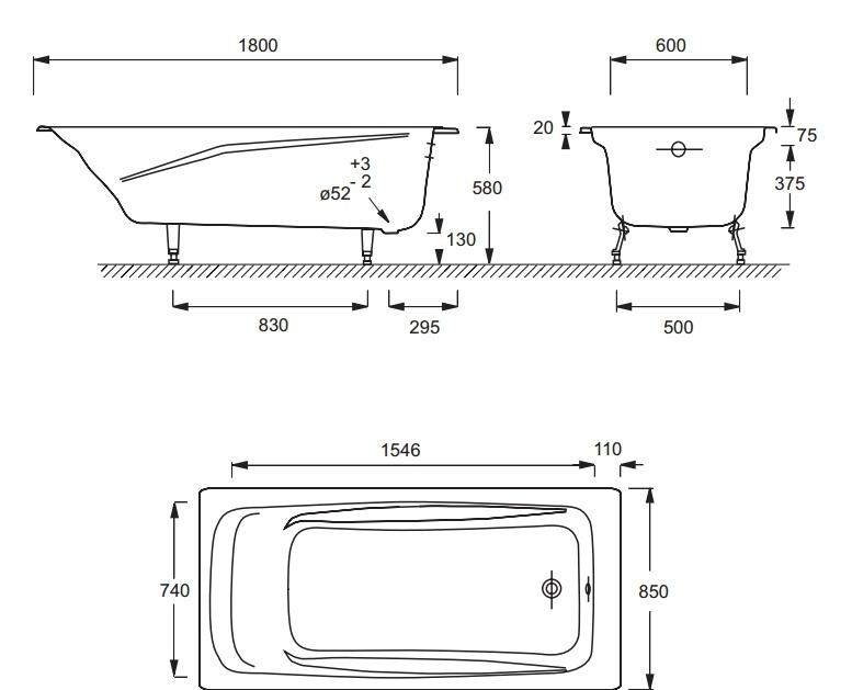Jacob Repos, Чугунная ванна, E2904-S-00