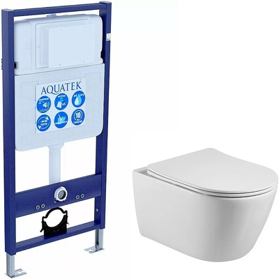 Aquatek Бетта, Унитаз подвесной с инсталляцией и кнопкой, SET AQUATEK БЕТТА