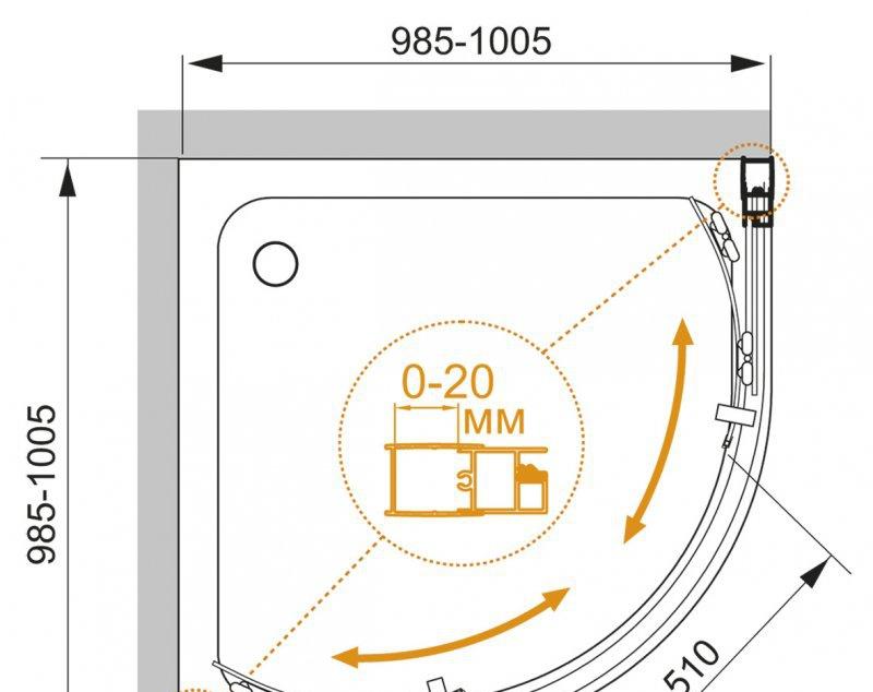 Душевой уголок - Cezares, Momento, 100x100x195 см, MOMENTO-R-2-100-C-Cr