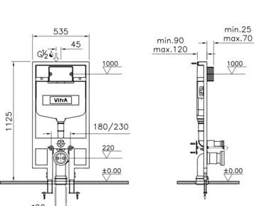 Инсталляция для унитаза - Vitra, Slim, 12x53.5x112.5 см, 748-5800-01