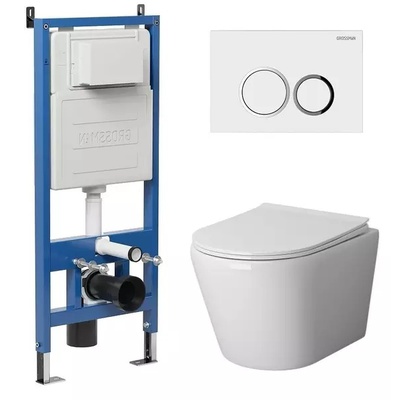 Grossman без коллекции, Унитаз подвесной с инсталляцией и кнопкой, 97.4478S.01.000