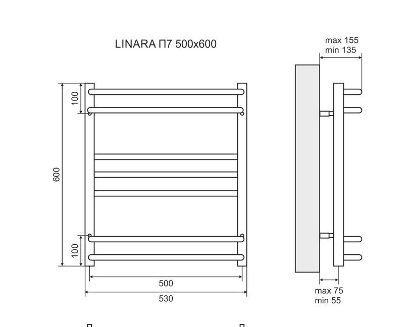 Полотенцесушитель водяной - Lemark, Linara, 7x53.2x60 см, LM04607