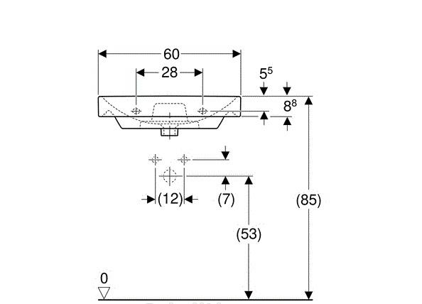 Geberit Smyle Square, Раковина, 500.229.01.1