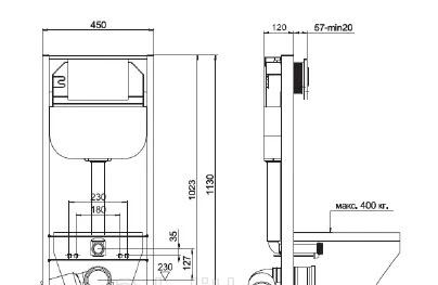 Инсталляция для унитаза - Aquanika, Basic, 12x45x113 см, 10.702.45B.02.19