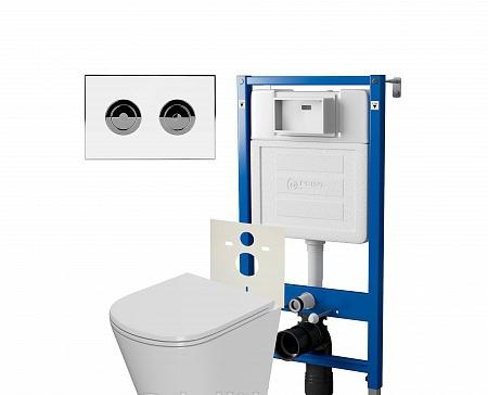 Point Элемент П, Унитаз подвесной с инсталляцией и кнопкой, PN48205WC